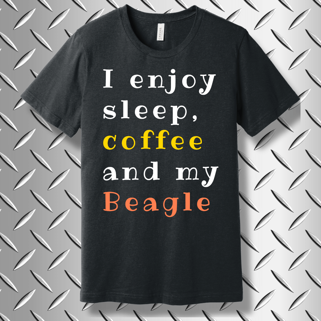 Dark Grey Heather t-shirt with funny Beagle quote – ideal gift for dog moms, dads, or anyone obsessed with their floppy-eared friend.
