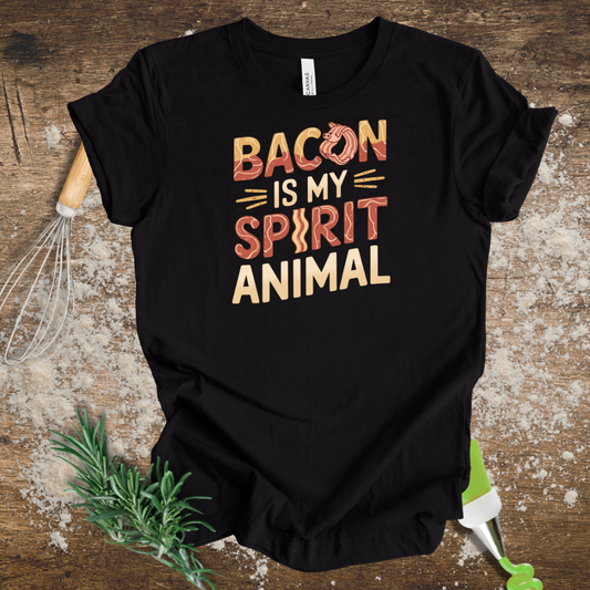 Bacon is My Spirit Animal – Funny Bacon T-shirt for Food Lovers in Black Heather
