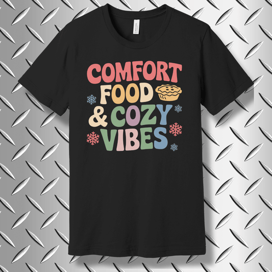 Comfort Food & Cozy Vibes – Cozy and Fun Foodie T-shirt in Black Heather
