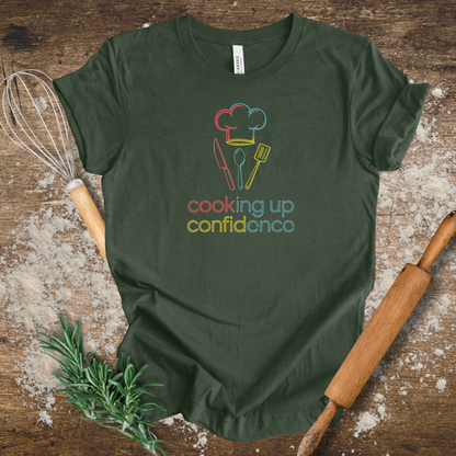 Cooking Up Confidence – Motivational Cooking T-shirt for Kitchen Lovers in Heather Forest
